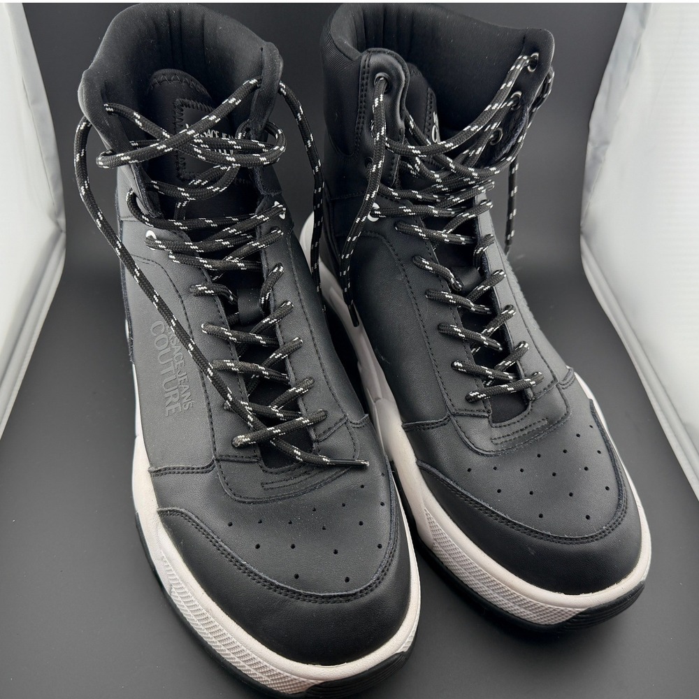 Versace Jeans Couture-Mens Black High Top Chunky Sneakers, Size 42